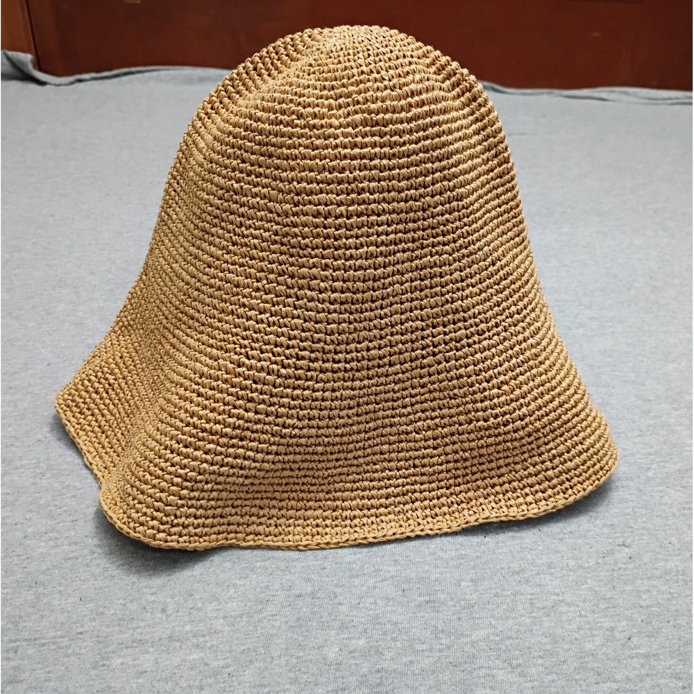 COS Tan Woven Paper Straw Bucket Hat M/L Sun Beach Bell Hat One Piece Luffy